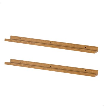 Max Home Pack 2 estantes pared madera con borde 80x10x4 cm