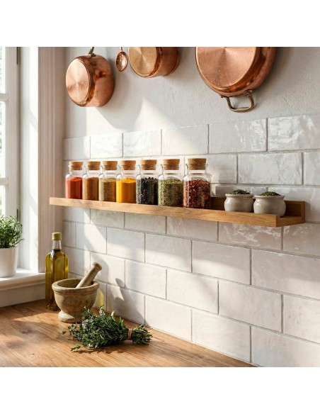 Max Home Pack 2 estantes pared madera con borde 80x10x4 cm