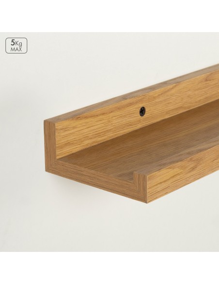 Max Home Pack 2 estantes pared madera con borde 80x10x4 cm