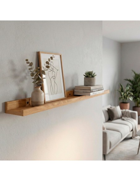 Max Home Pack 2 estantes pared madera con borde 80x10x4 cm
