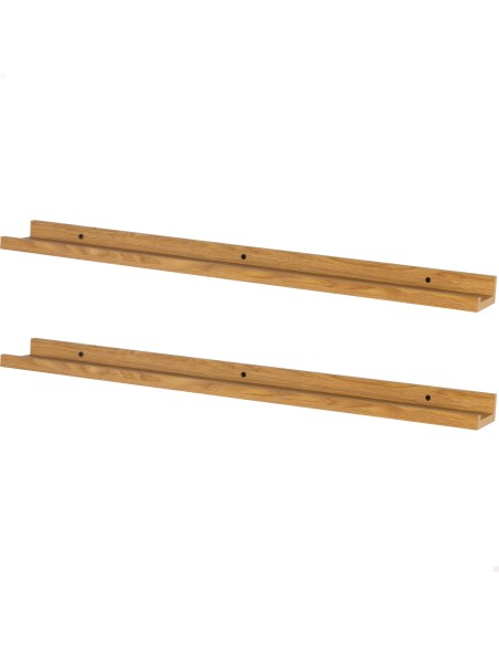 Max Home Pack 2 Estantes pared madera con borde 120x10x4 cm
