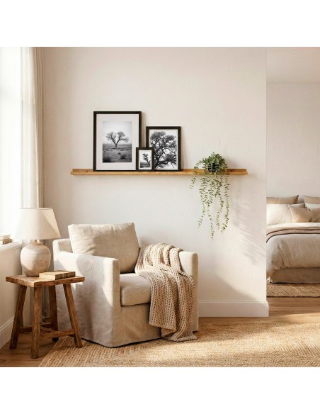 Max Home Pack 2 Estantes pared madera con borde 120x10x4 cm