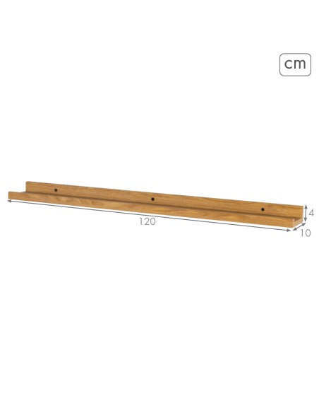 Max Home Pack 2 Estantes pared madera con borde 120x10x4 cm