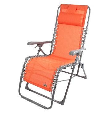Silla tumbona plegable jardín gravedad cero naranja c/cojín