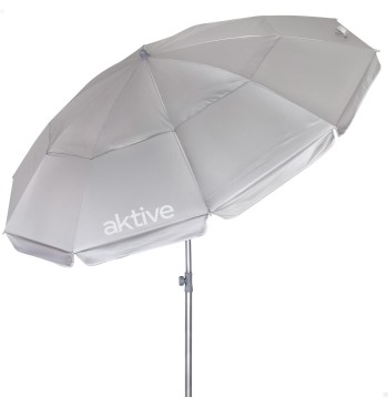 Sombrilla playa 10 varillas 220 cm gris inclinable UV50