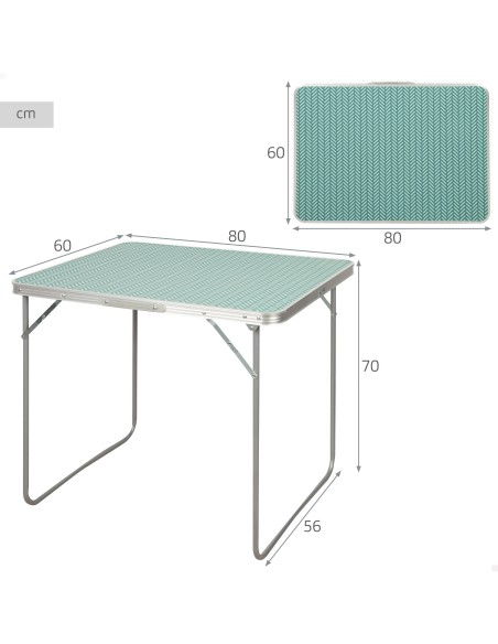 Mesa de camping plegable 80x60x70 cm