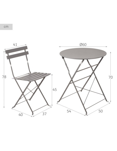Conjunto de muebles de terraza 60x70 cm gris