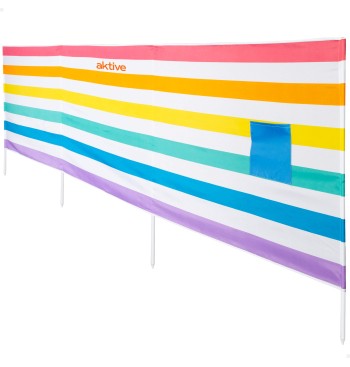 Paravientos playa multicolor 360x58 cm UV30 con bolsillo