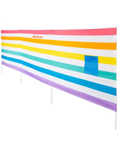 Paravientos playa multicolor 360x58 cm UV30 con bolsillo