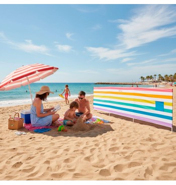 Paravientos playa multicolor 360x58 cm UV30 con bolsillo 2
