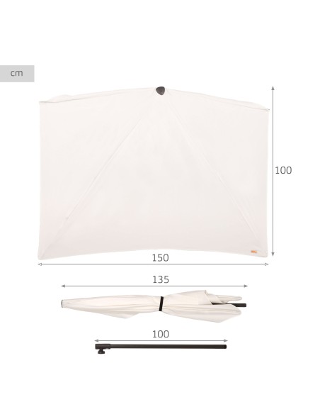 Sombrilla de pared rectangular 160x100 cm
