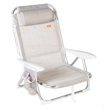 Silla playa baja XL multiposición 51x45x76 cm beige