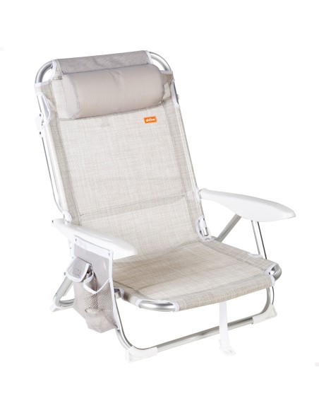 Silla playa baja XL multiposición 51x45x76 cm beige