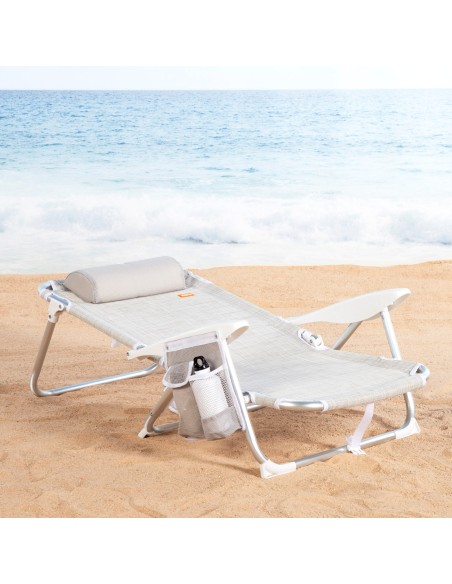 Silla playa baja XL multiposición 51x45x76 cm beige