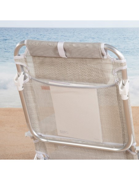 Silla playa baja XL multiposición 51x45x76 cm beige