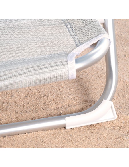 Silla playa baja XL multiposición 51x45x76 cm beige