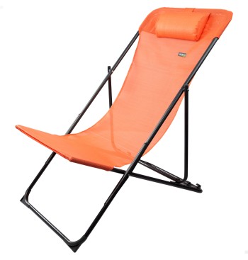 Hamaca plegable jardín multiposición naranja c/cojín