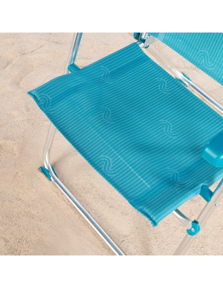 Pack 2 sillas playa altas multiposición 47x62x90 cm turquesa