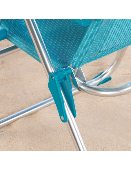 Pack 2 sillas playa altas multiposición 47x62x90 cm turquesa