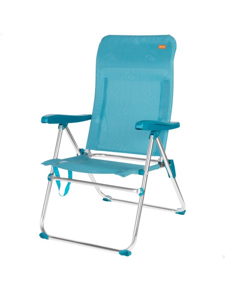 Pack 2 sillas playa altas multiposición 47x62x90 cm turquesa