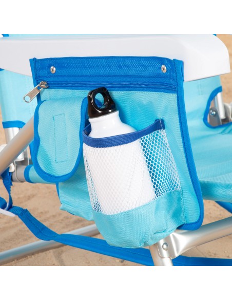 Pack 2 sillas playa media multiposición 50x54x80 cm azul con bolsillos