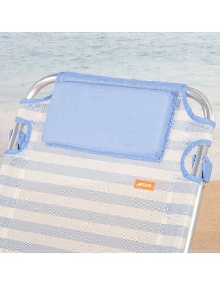 Pack 2 sillas playa alta multiposición 48x60x90 cm azul a rayas