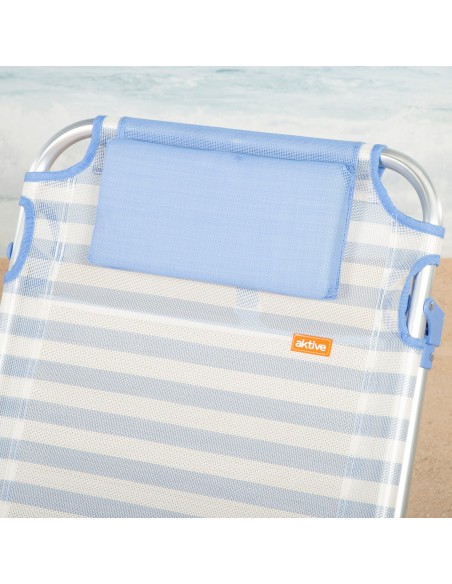 Pack 2 sillas playa baja multiposición 51x45x76 cm azul a rayas