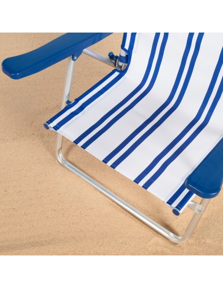 Pack 2 sillas playa baja multiposición 48x45x83 cm rayas marineras