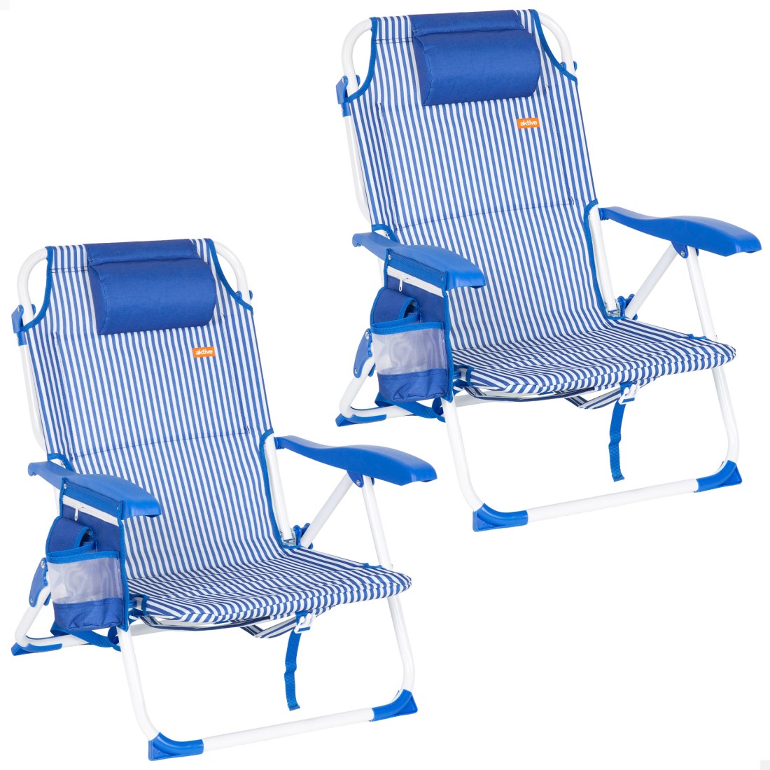 Pack 2 sillas playa medio multiposición 48x58x76 cm rayas marineras