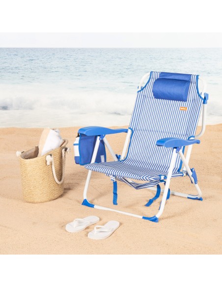 Pack 2 sillas playa medio multiposición 48x58x76 cm rayas marineras