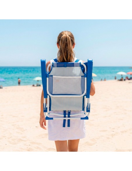 Pack 2 sillas playa medio multiposición 48x58x76 cm rayas marineras