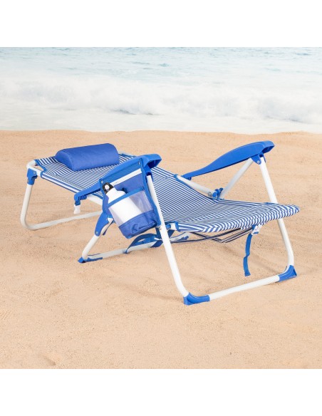 Pack 2 sillas playa medio multiposición 48x58x76 cm rayas marineras