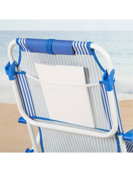 Pack 2 sillas playa medio multiposición 48x58x76 cm rayas marineras