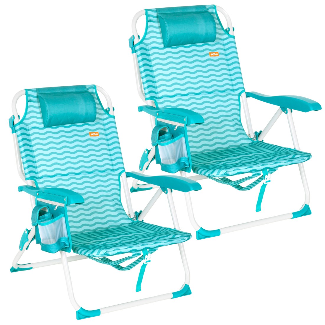 Pack 2 sillas playa medio multiposición 48x58x76 cm ondas turquesa