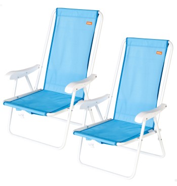 Pack 2 sillas playa medio fijas 44x40x81 cm azul
