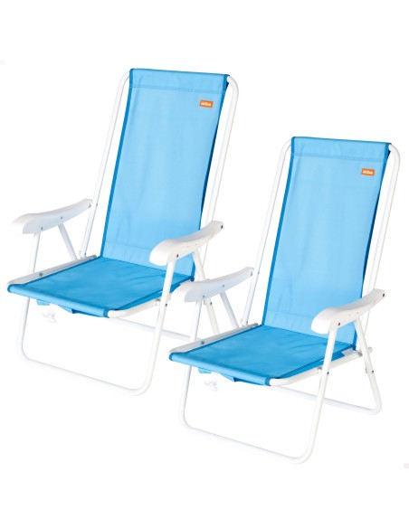 Pack 2 sillas playa medio fijas 44x40x81 cm azul