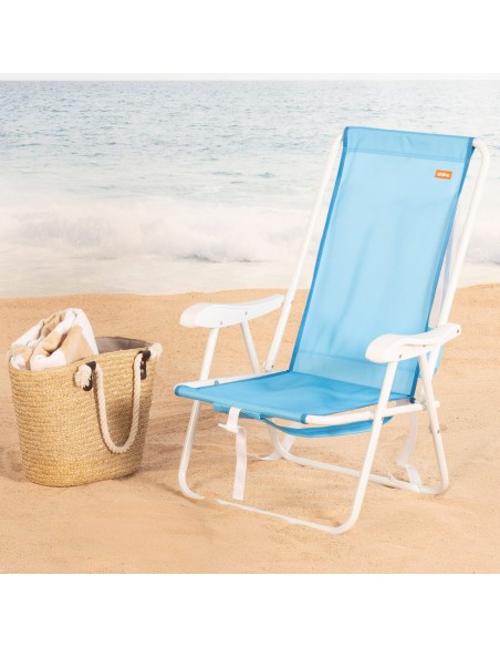 Pack 2 sillas playa medio fijas 44x40x81 cm azul