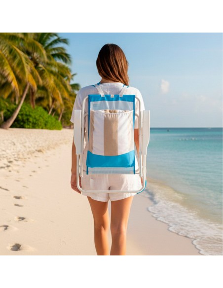 Pack 2 sillas playa medio fijas 44x40x81 cm azul
