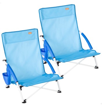 Pack 2 sillas playa bajo fija 50x49x66 cm azul