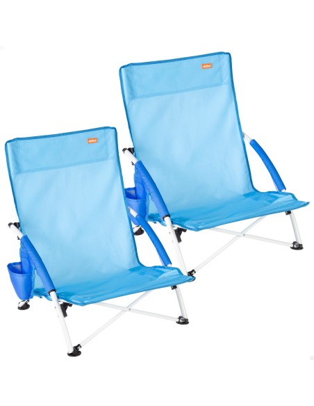 Pack 2 sillas playa bajo fija 50x49x66 cm azul