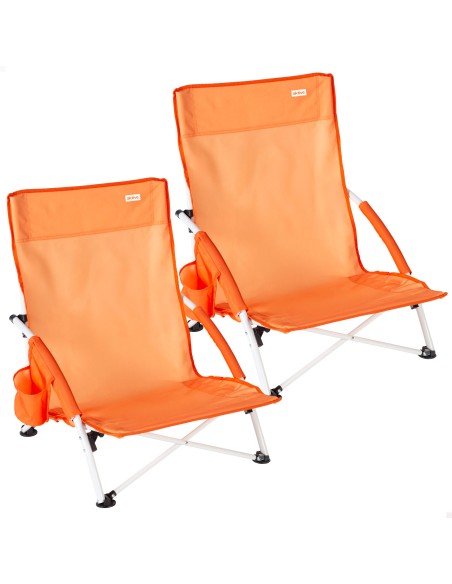 Pack 2 sillas playa bajo fija 50x49x66 cm naranja