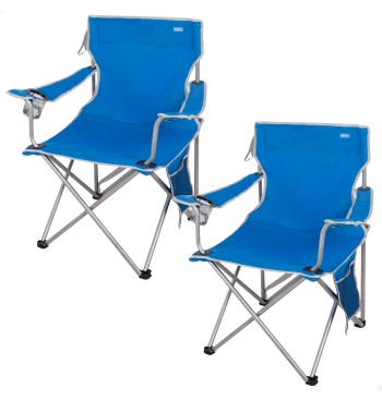 Pack 2 sillas camping alto fijas 47x46x80 cm azul