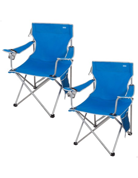 Pack 2 sillas camping alto fijas 47x46x80 cm azul