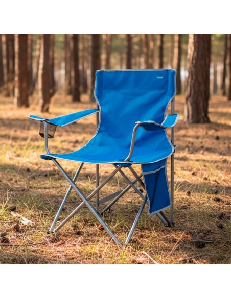 Pack 2 sillas camping alto fijas 47x46x80 cm azul