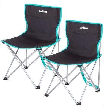 Pack 2 sillas camping alto fijas 43x43x71 cm negro