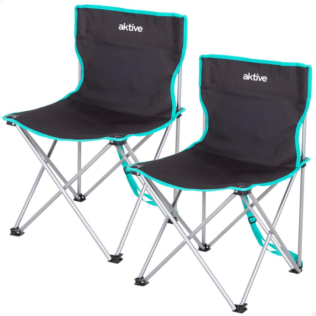 Pack 2 sillas camping alto fijas 43x43x71 cm negro