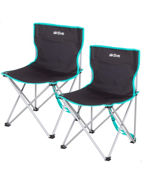 Pack 2 sillas camping alto fijas 43x43x71 cm negro