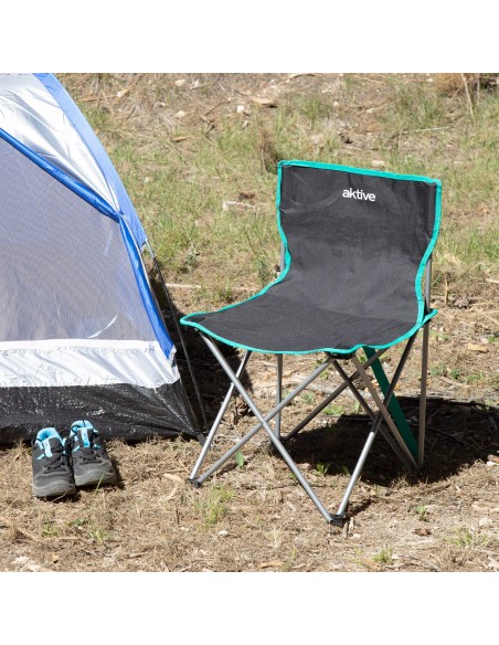 Pack 2 sillas camping alto fijas 43x43x71 cm negro