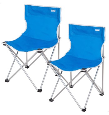 Pack 2 sillas camping alto fijas 43x43x71 cm azul