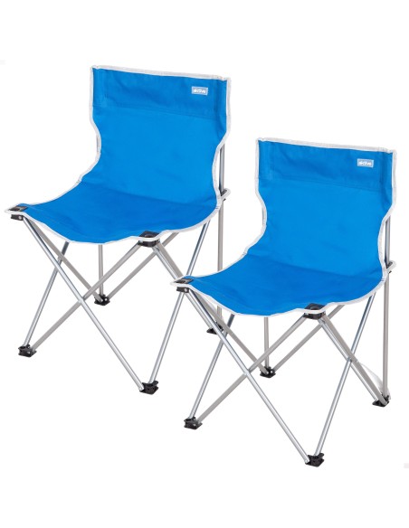 Pack 2 sillas camping alto fijas 43x43x71 cm azul